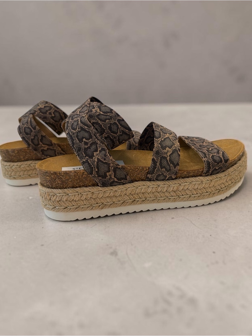 Steve Madden Snake-Print Espadrille Platform Sandals in Brown and Black - Picture 4 of 6